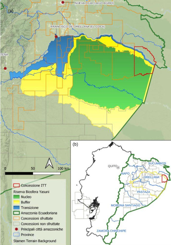 Inquadramento dell’ Amazzonia ecuadoriana , la Riserva della Biosfera Yasuní e la concessione ITT