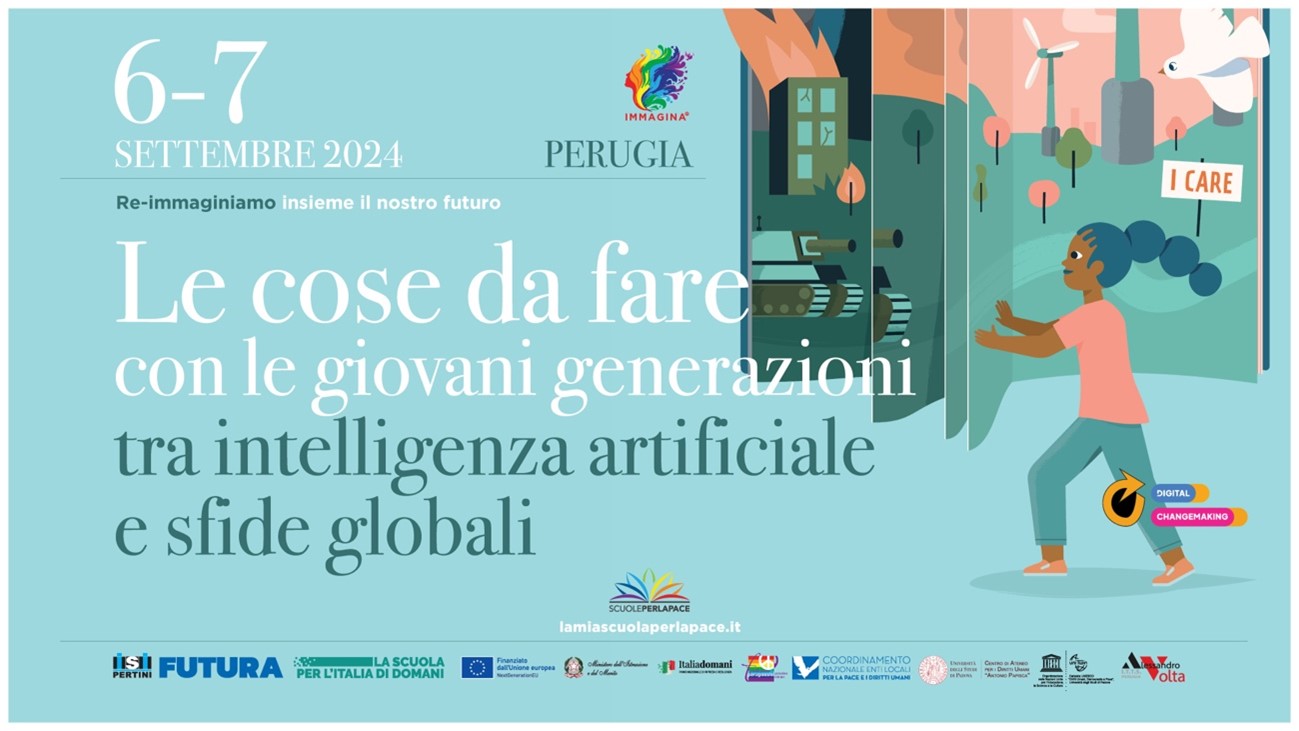 Locandina Laboratorio Le cose da fare con le giovani generazioni tra intelligenza artificiale e sfide globali, 6-7 settembre 2024