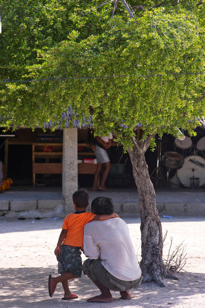 Locals in Tebikenikora, a village in the Pacific island nation of Kiribati.