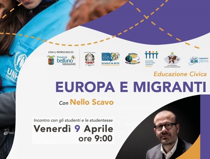 BELLUNO - "Europa e Migranti", Incontro del giornalista di Avvenire Nello Scavo con gli studenti di Scuole in rete Belluno