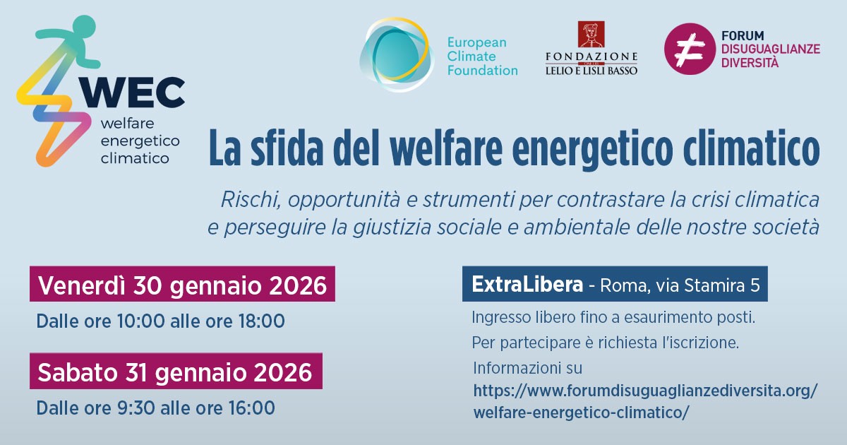 evento welfare energetico e climatico Forum DD 30 e 31 gennaio 2026
